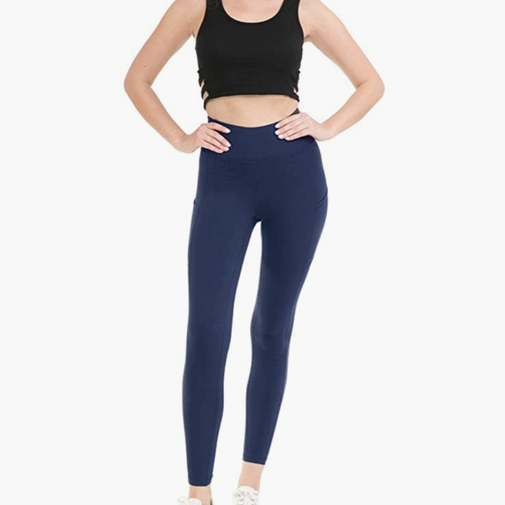 Leggings Depot Side Pocket Yoga Leggings in Navy